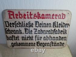 Plaque de Tôle Avec Arbeitsanweisung Zahnradfabrik Friedrichshafen