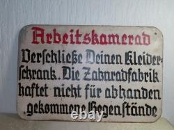 Plaque de Tôle Avec Arbeitsanweisung Zahnradfabrik Friedrichshafen