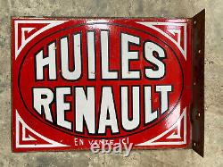 Plaque émaille double face Huile Renault Emailchild Enamel Sign