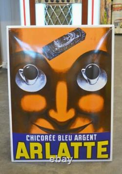 Plaque émaillée ARLATTE Chicorée bleu argent alimentaire enamel sign emailschild