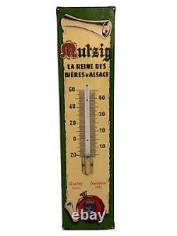 Plaque émaillée Ancien Thermomètre émaillé Bière MUTZIG émaillerie alsacienne