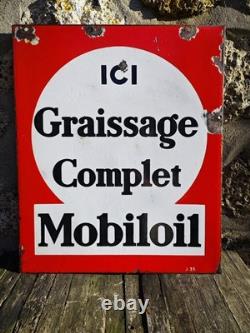 Plaque émaillée Ancienne Mobiloil no Esso Shell Bp Antar Texaco