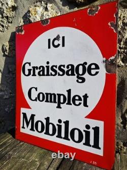 Plaque émaillée Ancienne Mobiloil no Esso Shell Bp Antar Texaco