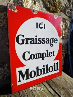 Plaque émaillée Ancienne Mobiloil no Esso Shell Bp Antar Texaco
