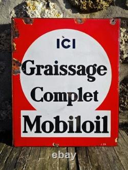 Plaque émaillée Ancienne Mobiloil no Esso Shell Bp Antar Texaco