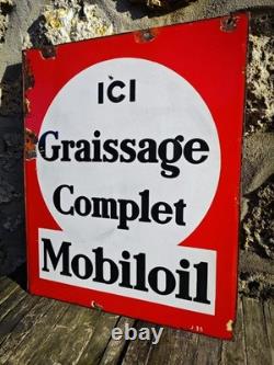 Plaque émaillée Ancienne Mobiloil no Esso Shell Bp Antar Texaco