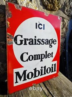 Plaque émaillée Ancienne Mobiloil no Esso Shell Bp Antar Texaco