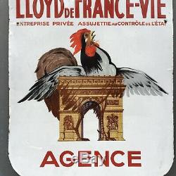 Plaque émaillée Assurances LLOYD de France / Coq