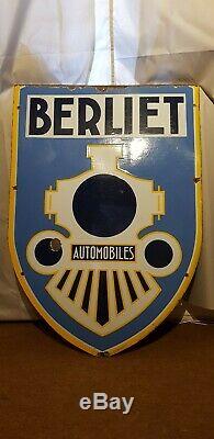 Plaque emaillee BERLIET AUTOMOBILES années 1930 Bel État