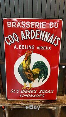 Plaque émaillée BRASSERIE DU COQ ARDENNAIS / A. Ebling à Vireux