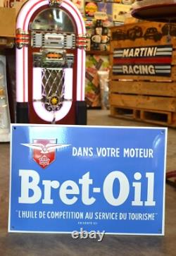 Plaque émaillée BRET-OIL huile automobile enamel sign emailschild 5035 cm