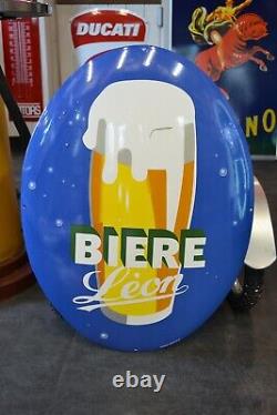 Plaque émaillée Bière Léon de bruxelles enamel sign emailschild