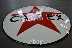 Plaque émaillée CALTEX huile automobile garage - 50 cm