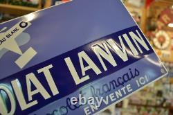 Plaque émaillée CHOCOLAT LANVIN alimentaire l'oiseau blanc enamel sign