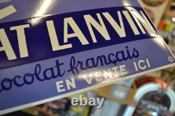 Plaque émaillée CHOCOLAT LANVIN alimentaire l'oiseau blanc enamel sign