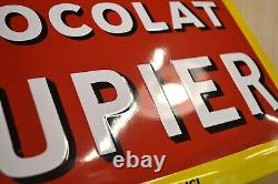 Plaque émaillée CHOCOLAT PUPIER rouge texte alimentaire enamel sign emailschild