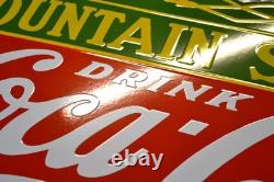 Plaque émaillée COCA COLA drink fountain service 70 cm pochoir