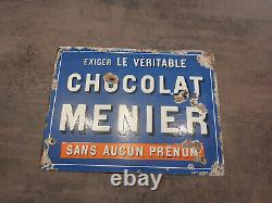 Plaque émaillée Chocolat Menier Sans aucun prénom Japy frères