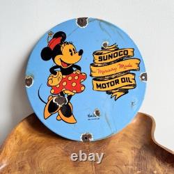 Plaque émaillée Disney / Sunoco Ø 50 cm- Rare décor de station service