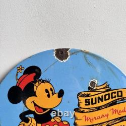 Plaque émaillée Disney / Sunoco Ø 50 cm- Rare décor de station service