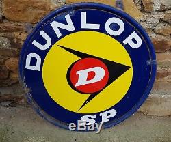 Plaque émaillée Dunlop avec cerclage support d'origine déco loft dedign