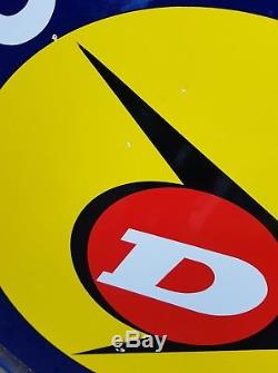 Plaque émaillée Dunlop avec cerclage support d'origine déco loft dedign