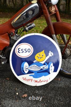 Plaque émaillée ESSO Happy motoring huile automobile 50 cm emailschilder
