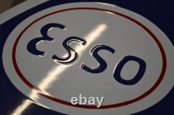 Plaque émaillée ESSO Happy motoring huile automobile 50 cm emailschilder