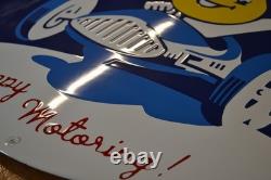 Plaque émaillée ESSO Happy motoring huile automobile 50 cm emailschilder