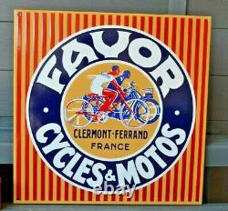 Plaque émaillée FAVOR motos et cycles enamel sign emailschild