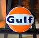Plaque &eacute;maill&eacute;e GULF huile automobile 32 cm