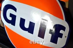 Plaque émaillée GULF huile automobile 32 cm
