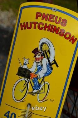 Plaque émaillée HUTCHINSON pneus thermomètre 65 cm emailschilder