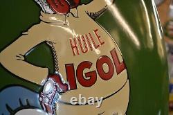 Plaque émaillée IGOL huile 70 cm automobiles enamel sign emailschild