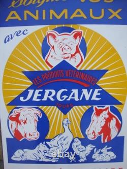 Plaque émaillée JERCANE produits vétérinaires, émaillerie ALSACIENNE STRASBOURG