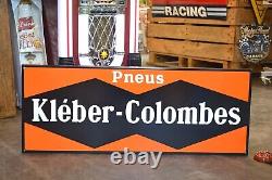 Plaque émaillée KLEBER COLOMBES pneus automobile enamel sign 90 cm