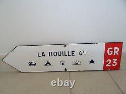 Plaque émaillée LA BOUILLE GR 23 PANNEAU ROUTIER old enamel ART POPULAIRE