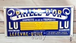 Plaque émaillée LU LEFEVRE UTILE alimentaire paille d'or enamel sign