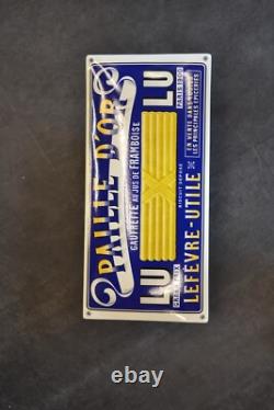 Plaque émaillée LU LEFEVRE UTILE alimentaire paille d'or enamel sign