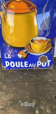 Plaque emaillee La Poule Au Pot