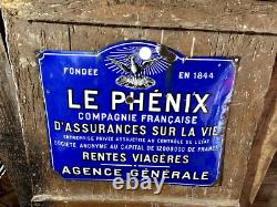 Plaque émaillée Le Phenix 1930 objet vintage