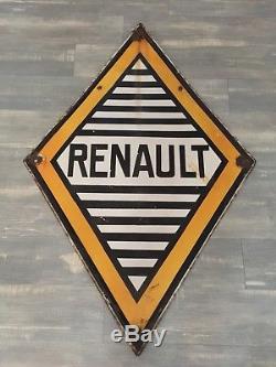 Plaque emaillee Losange Renault Double Face