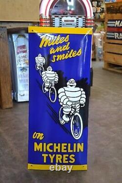 Plaque émaillée MICHELIN smiles pneus vélo enamel sign emailschild
