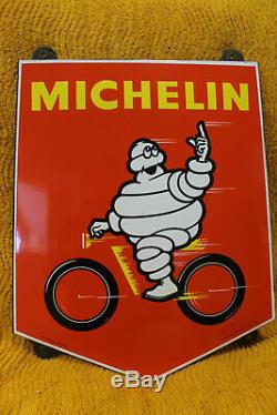 Plaque émaillée MICHELIN vélo état neuve, mint, clermont-ferrand