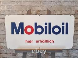 Plaque émaillée MOBILOIL double face 31,5x15,7 (80x40cm) belle