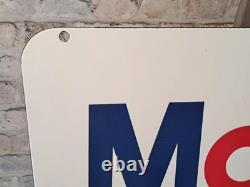 Plaque émaillée MOBILOIL double face 31,5x15,7 (80x40cm) belle