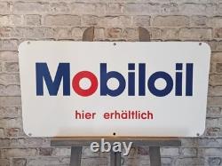 Plaque émaillée MOBILOIL double face 31,5x15,7 (80x40cm) belle
