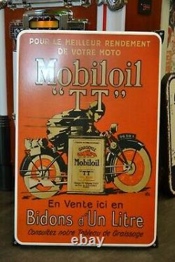 Plaque émaillée MOBILOIL huile moto enamel sign emailschild