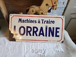 Plaque émaillée Machine A Traire Lorraine 40 x 19.8 cm