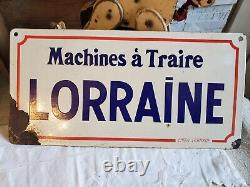 Plaque émaillée Machine A Traire Lorraine 40 x 19.8 cm